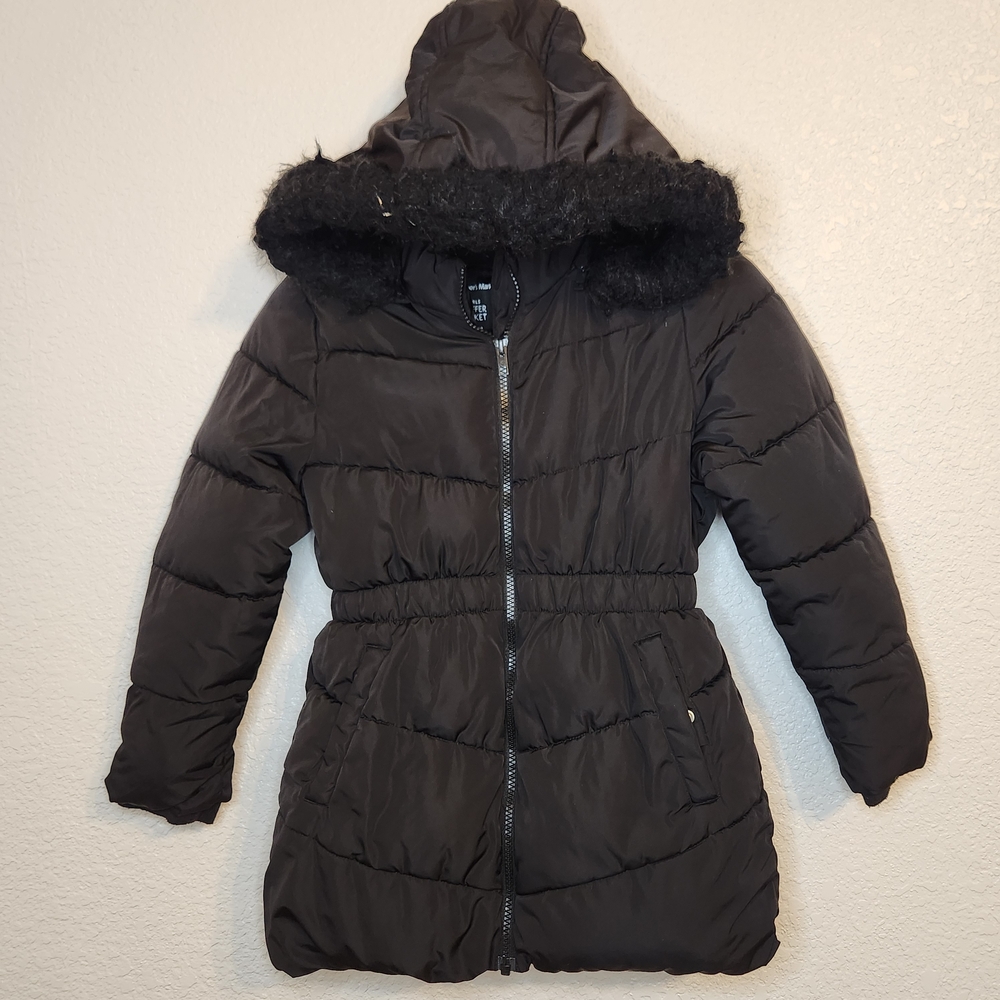 Member's Mark Girl's black fur puffer jacket 7 8